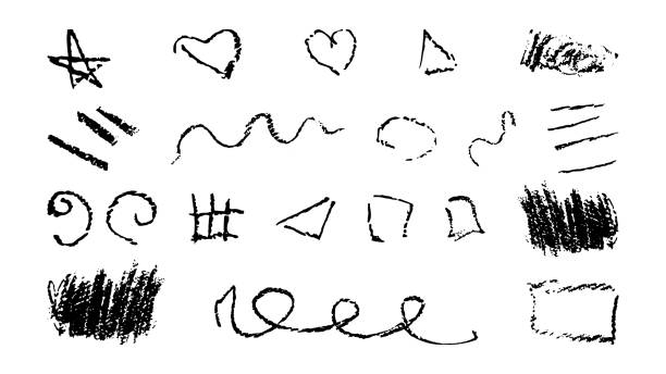istock Doodles with the texture of charcoal pencil. 2157128137