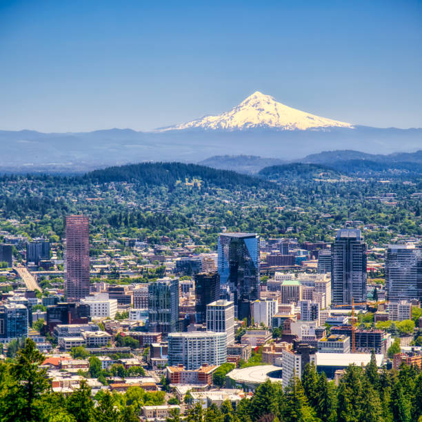 istock Panorama Portland Oregon skyline with Mt. Hood 2157132041