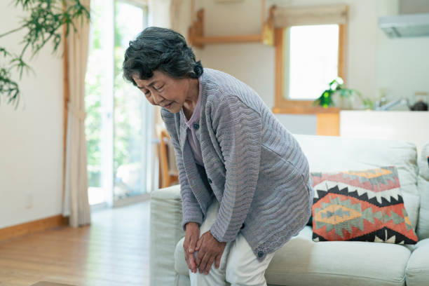 istock Senior women suffering from knee pain. 2157132059
