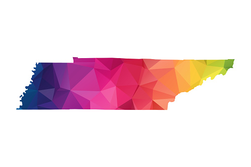 Tennessee Abstract Backdrop Abstract Polygon Map Vector Illustration Low Poly Color Rainbow ...