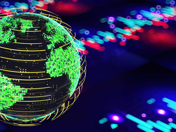istock Global Network Concept with Digital World Map with Financial Chart 2157137500