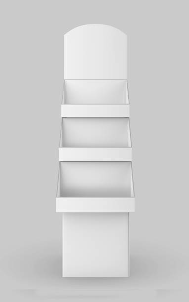 istock Corrugated paper retail shelving stand blank template. 2157138109