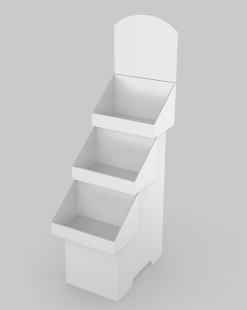 istock Corrugated paper retail shelving stand blank template. 2157138111