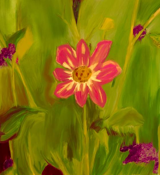 Flower painting, oil paint, pink flower