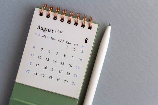 istock Desk calendar for August 2024. Calendar for planning and managing each date. 2157149780