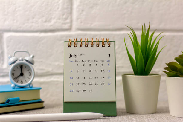 istock July 2024 desk calendar on your desktop for planning. 2157150317