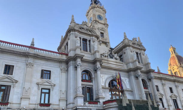 istock Old building in Valencia, Spain, with columns and bas-reliefs 2157152611
