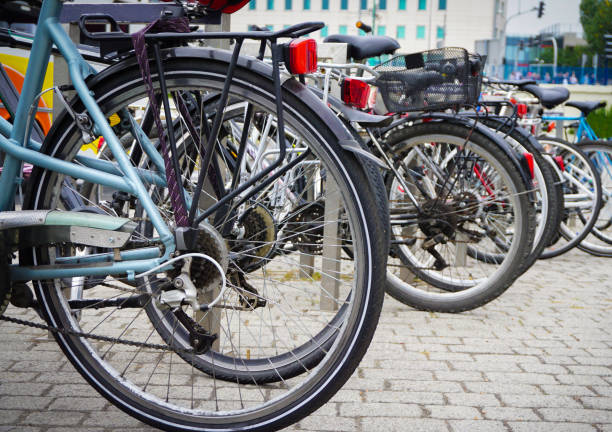 istock wheel of bicycle by CU on a background bicycles 2157157980