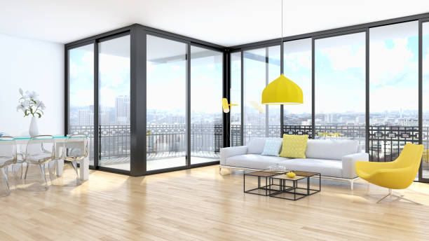 istock Large luxury modern bright interiors Living room mockup illustration 3D rendering image 2157166585
