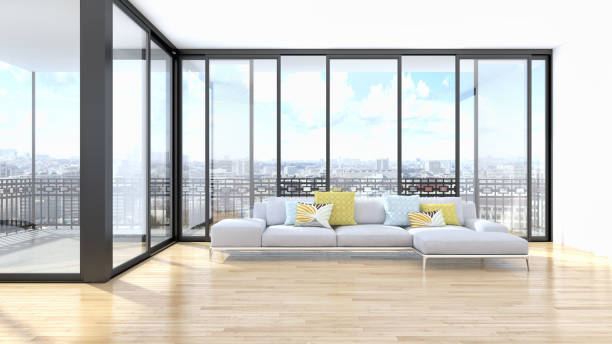 istock Large luxury modern bright interiors Living room mockup illustration 3D rendering image 2157166587