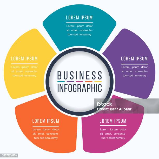 Circle Infographic Design 5 Steps Objects Elements Or Options Business ...