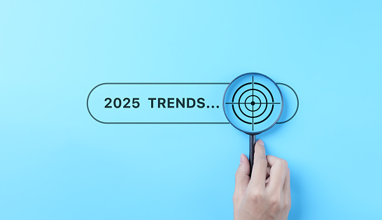 Trends 2025 Year Concept Hand Holding Magnifying Glass With 2025 Trend ...