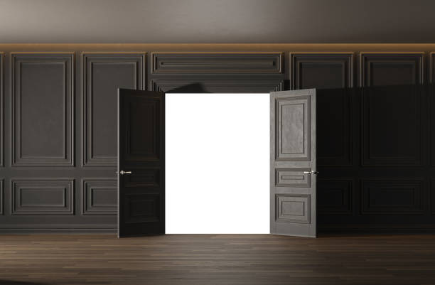 istock Luxury classic interior. Door opening to the bright light. 2157178899