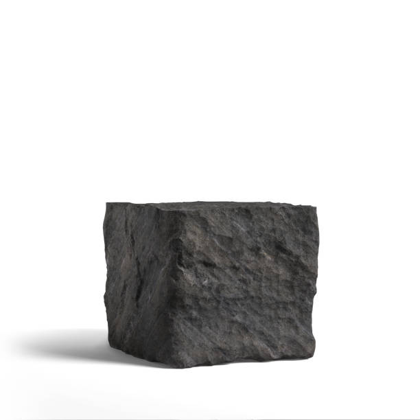 istock Stone wall, stone slab for product display background. Black granite podium on white background. 2157181068