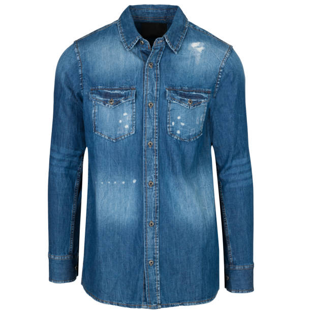 istock Front View of Denim Shirt 2157184107
