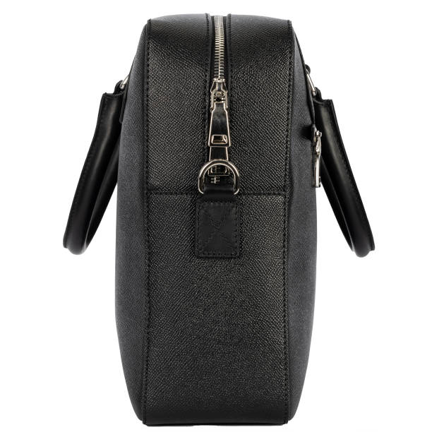 istock Side View of Black Leather Briefcase 2157184727