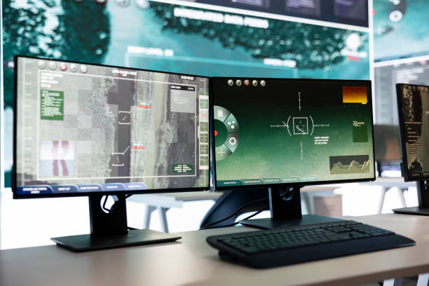 istock Military operations command center surveillance gear following global threats 2157184849