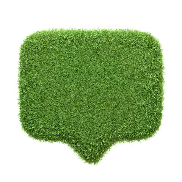 istock A speech bubble icon made from green grass isolated on a white background 2157184866