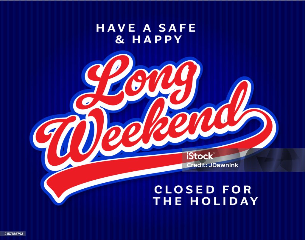 Long Weekends Layout Ilustración de Happy Long Weekend Greeting Web Banner Design Template y ...