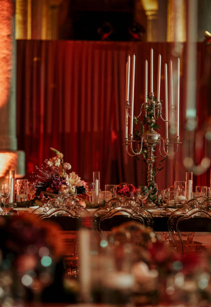 istock Beautiful table setting for family Christmas dinner at home. Cozy atmosphere, candlelight. 2157187700