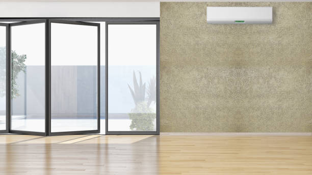 istock modern bright interiors room with air conditioning and remote control illustration 3D rendering 2157191470