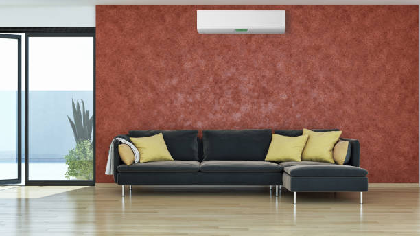 istock modern bright interiors room with air conditioning and remote control illustration 3D rendering 2157191478