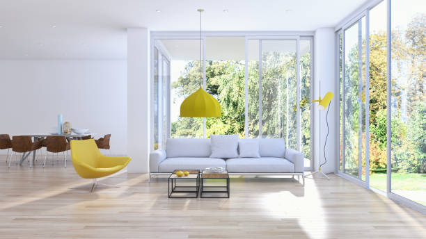 istock Large luxury modern bright interiors Living room mockup illustration 3D rendering image 2157193729