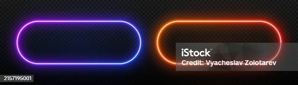Neon Rectangle Light Frame Led Button With Glow Stock Illustration ...