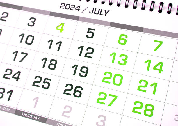 istock Calendar page for July 2024, close-up 2157195777