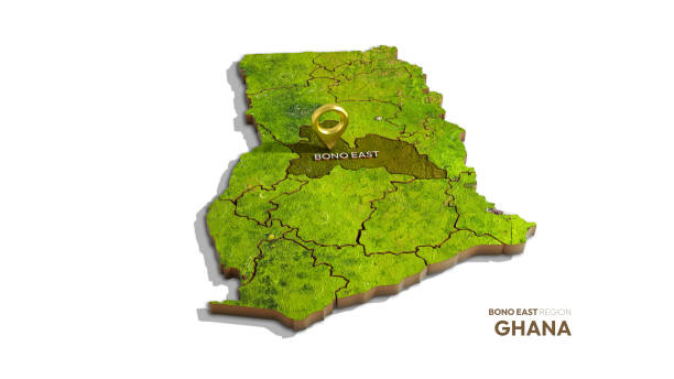 istock 3D rendering of Ghana map highlighting Bono East isolated on white background 2157198364