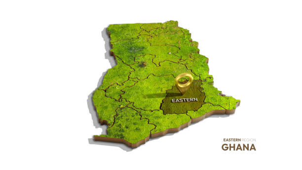 istock 3D rendering of Ghana map highlighting Eastern region isolated on white background 2157198370