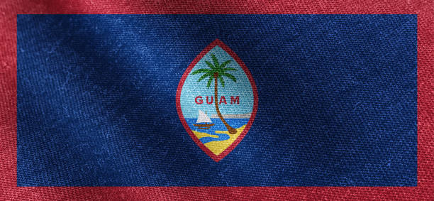 Guam U.S. State flag, cotton fabric material wide flag wallpaper, Textured national flag of Guam U.S. State for graphic and web design purposes.