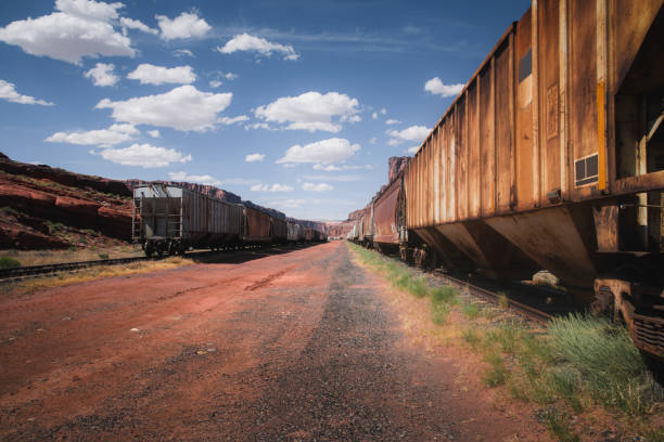 istock Rusty trains on a rail yard in Utah, USA 2157200066