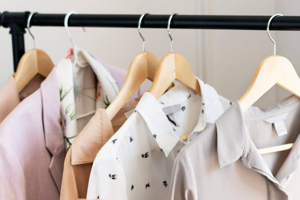 istock Clothes on a hanger in a boutique 2157206271