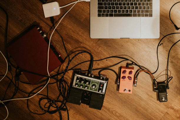 istock Music aesthetic recording studio, laptop and audio interface HD image 2157207673