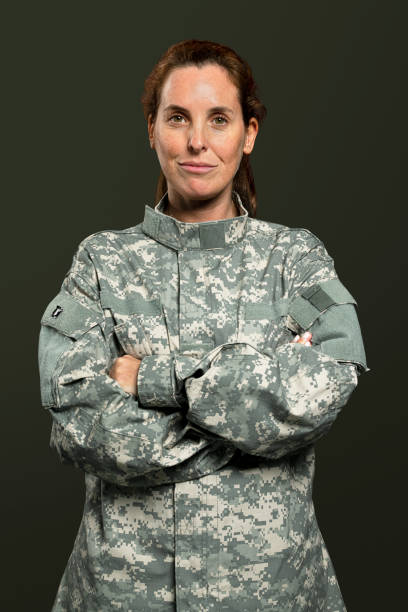 istock Female soldier in a uniform portrait 2157211650