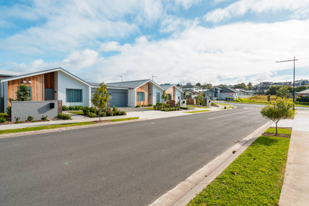 istock Modern town homes side the road. 2157215657