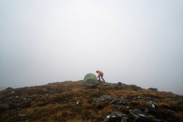 Camping at a misty Glen Coe in Scotland
