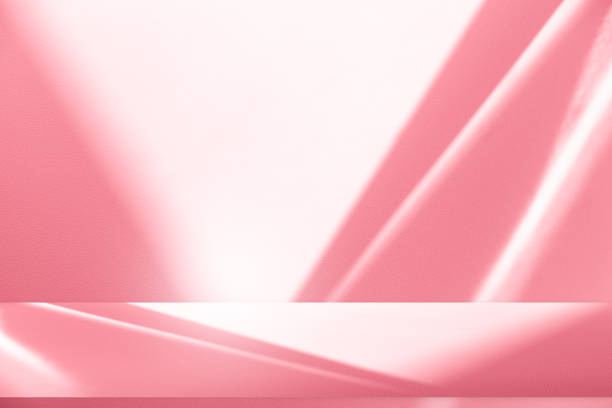 istock Wall interior background, studio, and backdrops show products. with shadow from window color white and pink light. background for text insertion and presentation of product 2157221026
