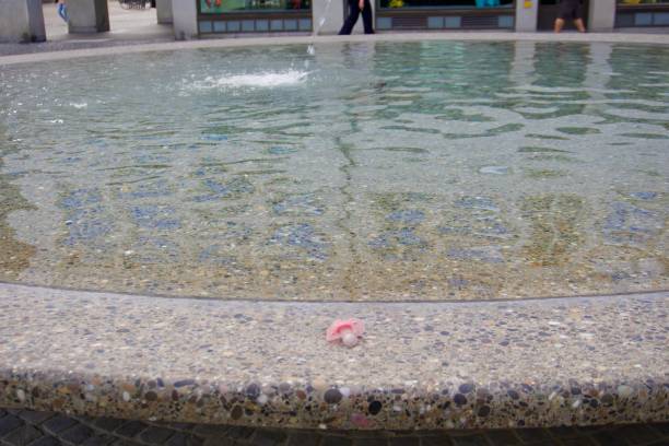 Close-up of a moment that I captured which I saw a lost pacifier on the top of a famous fountain called Münsterhof Brunnen, in the city of Zurich, Switzerland
