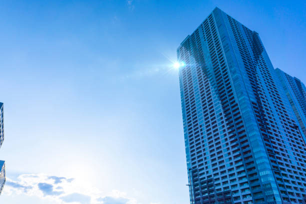 istock Exterior of high-rise condominium and refreshing blue sky scenery 2157227613