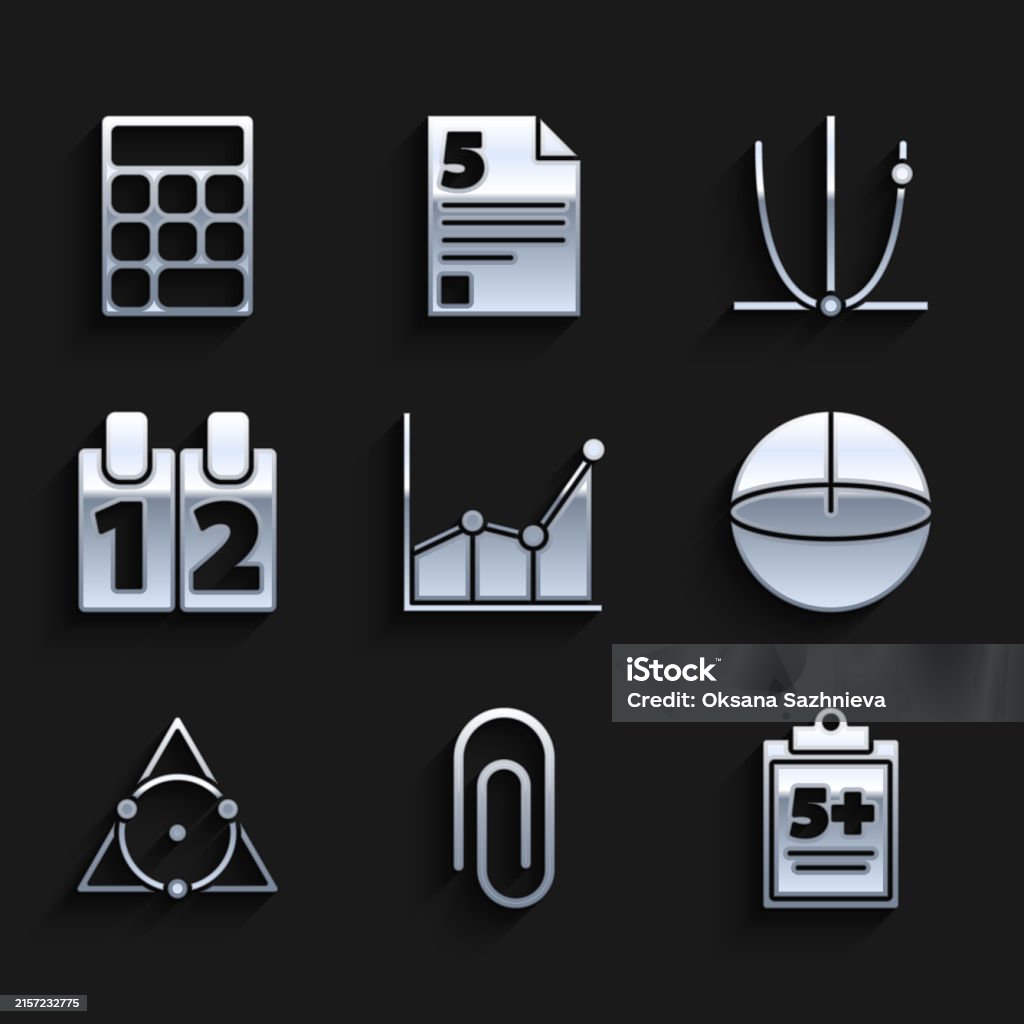 Visual Schedule Math Icon Set Graph Schedule Chart Diagram Paper Clip Test Or Exam Sheet ...