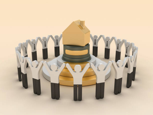 istock House Trophy with Pictogram People Teamwork 2157237019