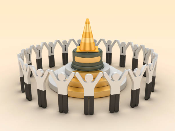 istock Traffic Cone Trophy with Pictogram People Teamwork 2157237049