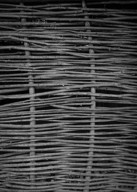 ancient house wall made of twigs of tree branches
