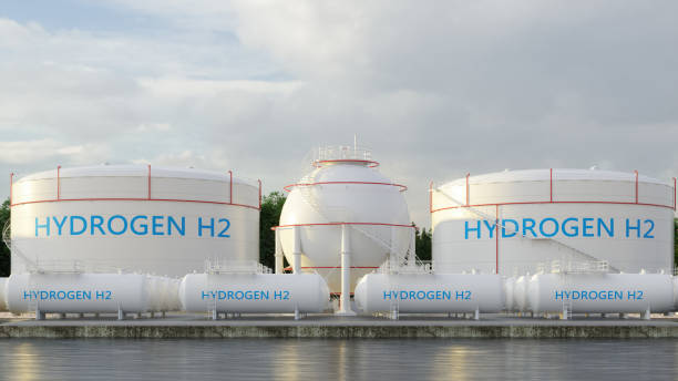Hydrogen Storage Compartments And Hydrogen Tanks On Seacoast. Energy Storage System