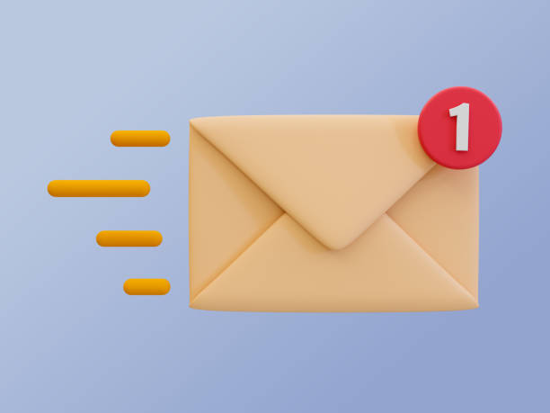 istock 3D illustration of an envelope with a notification badge and speed lines. 2157244401
