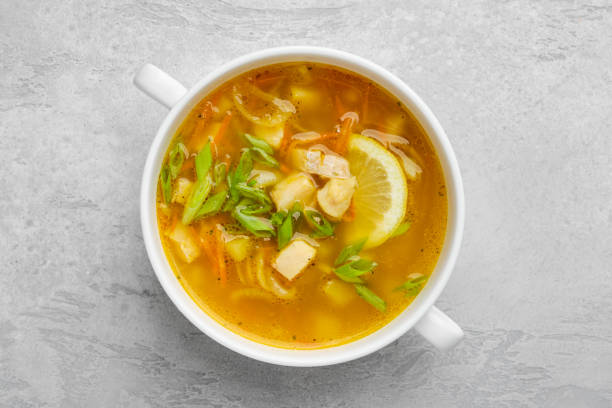 istock Top view of vegetable and fish soup 2157247468
