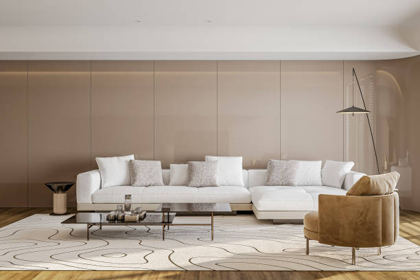 istock interior design bright studio apartment in Scandinavian style and warm pastel white and beige colors. 2157248654