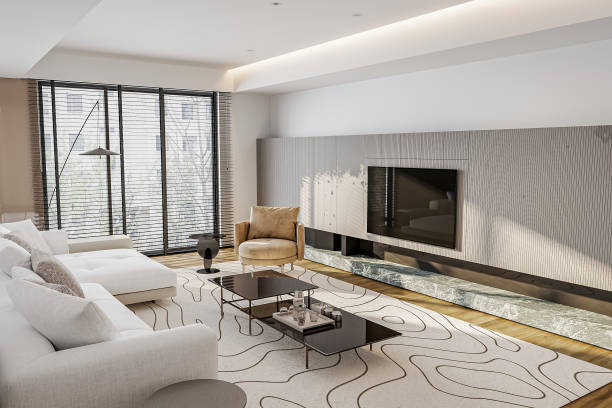 istock Modern home living room features white and sophistic decoration 2157248668
